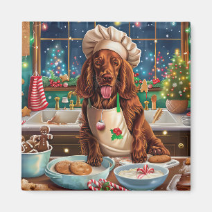 Ierse Setter Kerstbakfeest: Festieve Kerst Magneet