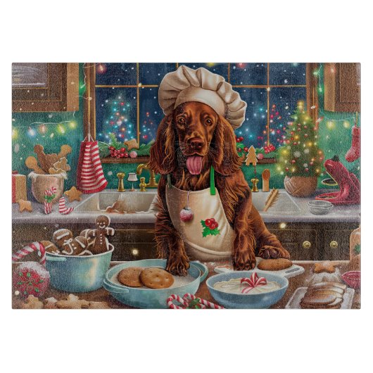 Ierse Setter Kerstbakfeest: Festieve Kerst Snijplank (Voorkant)