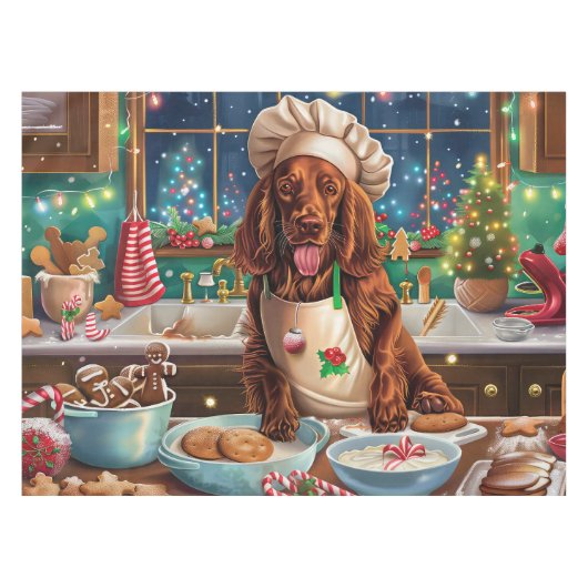 Ierse Setter Kerstbakfeest: Festieve Kerst Tafelkleed (Voorkant (Horizontaal))