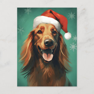 Ierse Setter Kerstborstel schilderen kunstwerk Briefkaart