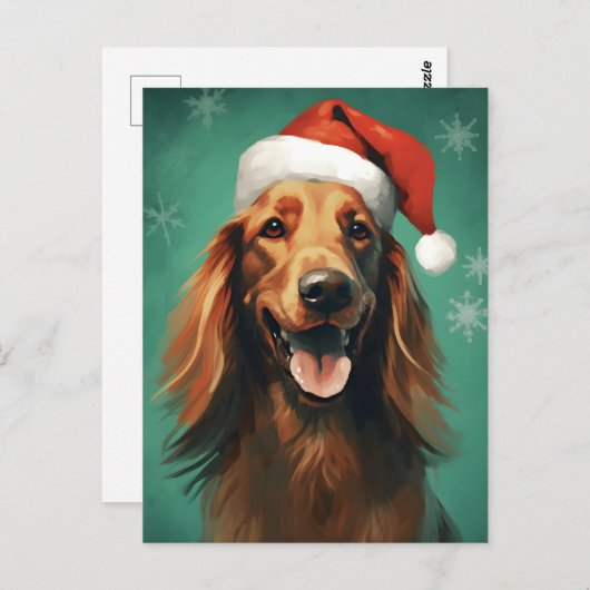 Ierse Setter Kerstborstel schilderen kunstwerk Briefkaart (Voorkant / Achterkant)