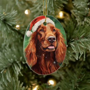 Ierse Setter Kerstborstel schilderen kunstwerk Keramisch Ornament