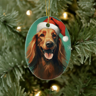 Ierse Setter Kerstborstel schilderen kunstwerk Keramisch Ornament