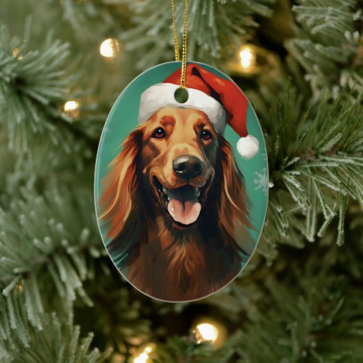 Ierse Setter Kerstborstel schilderen kunstwerk Keramisch Ornament (Boom)