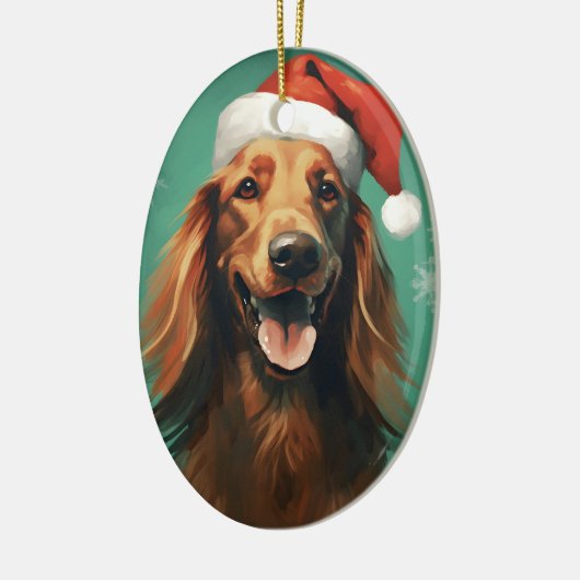 Ierse Setter Kerstborstel schilderen kunstwerk Keramisch Ornament (Links)