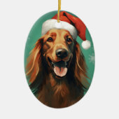 Ierse Setter Kerstborstel schilderen kunstwerk Keramisch Ornament (Voorkant)