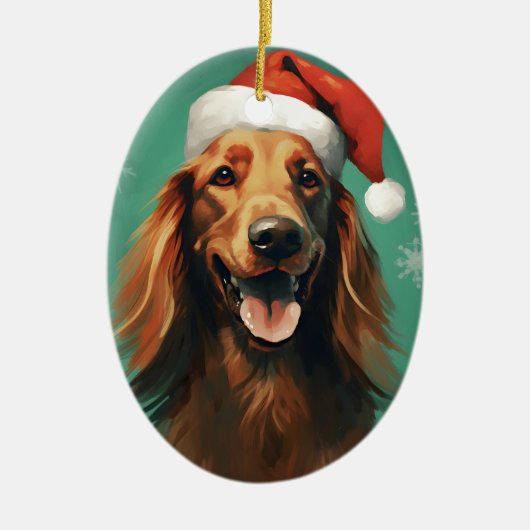 Ierse Setter Kerstborstel schilderen kunstwerk Keramisch Ornament (Voorkant)