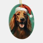 Ierse Setter Kerstborstel schilderen kunstwerk Keramisch Ornament (Achterkant)