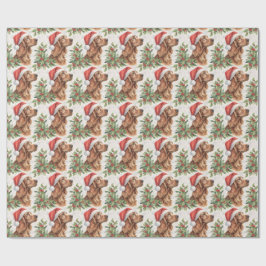 Ierse Setter Kerstmis Hulst Aquarel Cadeaupapier