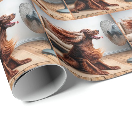 Ierse Setter koelt af door een ventilator Cadeaupapier (Rol Hoek)