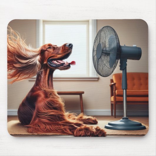 Ierse Setter koelt af voor een ventilator Muismat (Voorkant)