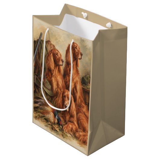Ierse Setter ,Kunst Medium Cadeauzakje (Voorkant Gekanteld)