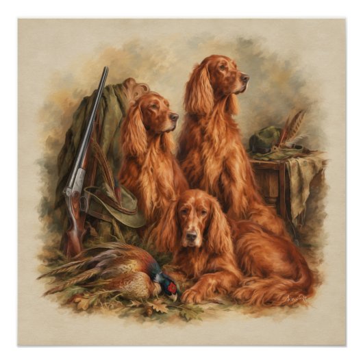 Ierse Setter ,Kunst Perfect Poster (Voorkant)