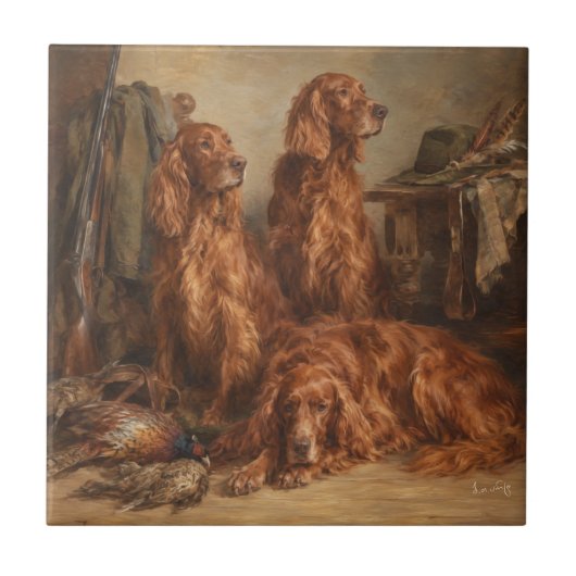 Ierse Setter ,Kunst Tegeltje (Voorkant)