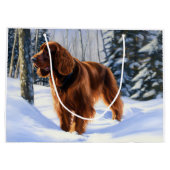 Ierse Setter Laat het Sneeuwen Kerstmis Groot Cadeauzakje (Achterkant)