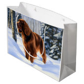 Ierse Setter Laat het Sneeuwen Kerstmis Groot Cadeauzakje (Achterkant Gekanteld)
