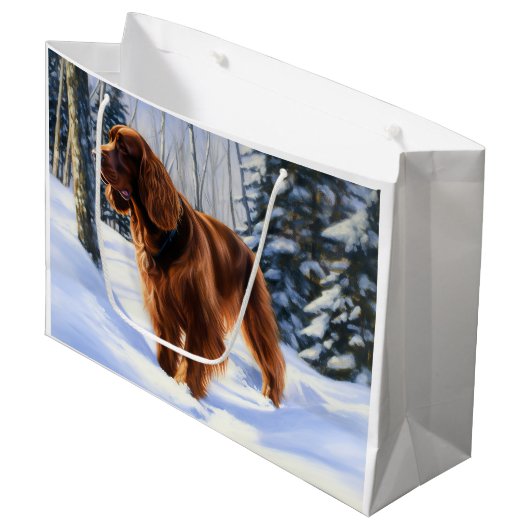 Ierse Setter Laat het Sneeuwen Kerstmis Groot Cadeauzakje (Voorkant Gekanteld)