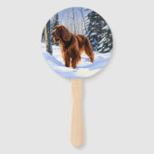Ierse Setter Laat het Sneeuwen Kerstmis Handwaaier (Achterkant)
