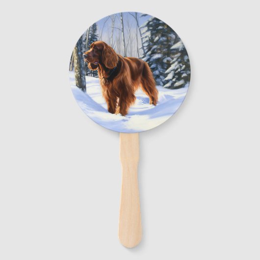 Ierse Setter Laat het Sneeuwen Kerstmis Handwaaier (Voorkant)