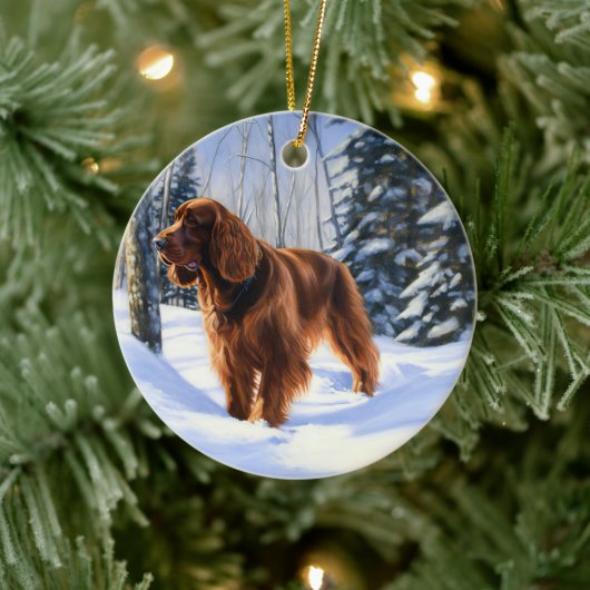 Ierse Setter Laat het Sneeuwen Kerstmis Keramisch Ornament (Boom)