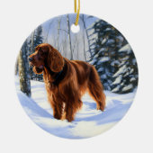 Ierse Setter Laat het Sneeuwen Kerstmis Keramisch Ornament (Voorkant)