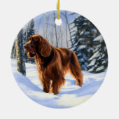 Ierse Setter Laat het Sneeuwen Kerstmis Keramisch Ornament (Achterkant)
