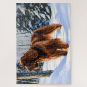 Ierse Setter Laat het Sneeuwen Kerstmis Legpuzzel (Verticaal)