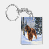 Ierse Setter Laat het Sneeuwen Kerstmis Sleutelhanger (Voorkant Links)
