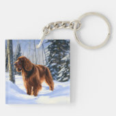 Ierse Setter Laat het Sneeuwen Kerstmis Sleutelhanger (Achterkant)