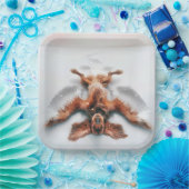 Ierse Setter maakt een sneeuwengel Papieren Bordje (Feest)