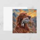 Ierse Setter met Chukar Patrijs ,Kunst Bedankkaart (Voorkant / Achterkant)