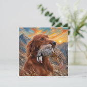 Ierse Setter met Chukar Patrijs ,Kunst Bedankkaart (Staand voorkant)