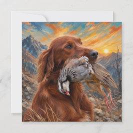 Ierse Setter met Chukar Patrijs ,Kunst Bedankkaart