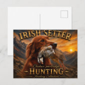 Ierse Setter met Chukar Patrijs ,Kunst  Briefkaart (Voorkant / Achterkant)