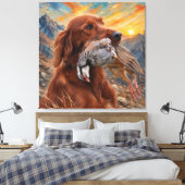 Ierse Setter met Chukar Patrijs ,Kunst Canvas Afdruk (Insitu (Slaapkamer))