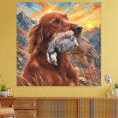 Ierse Setter met Chukar Patrijs ,Kunst Canvas Afdruk (Insitu (Woonkamer))