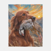 Ierse Setter met Chukar Patrijs ,Kunst  Fleece Deken (Voorkant)