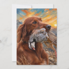 Ierse Setter met Chukar Patrijs ,Kunst Kaart
