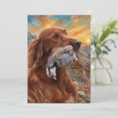 Ierse Setter met Chukar Patrijs ,Kunst Kaart (Staand voorkant)
