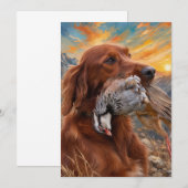 Ierse Setter met Chukar Patrijs ,Kunst Kaart (Voorkant / Achterkant)