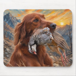 Ierse Setter met Chukar Patrijs ,Kunst Muismat