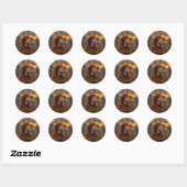 Ierse Setter met Chukar Patrijs ,Kunst Ronde Sticker (Vel)