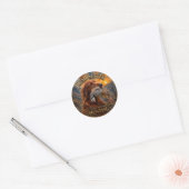 Ierse Setter met Chukar Patrijs ,Kunst Ronde Sticker (Envelop)