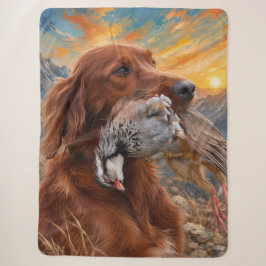 Ierse Setter met Chukar Patrijs ,Kunst Sherpa Deken