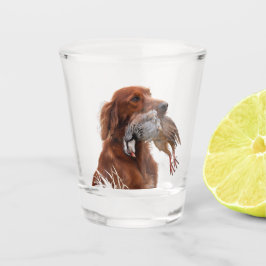 Ierse Setter met Chukar Patrijs ,Kunst Shot Glas