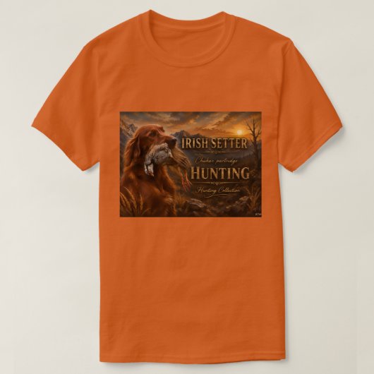 Ierse Setter met Chukar Patrijs ,Kunst T-shirt (Design voorkant)