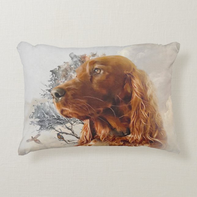 Ierse setter met fazant accent kussen (Voorkant)