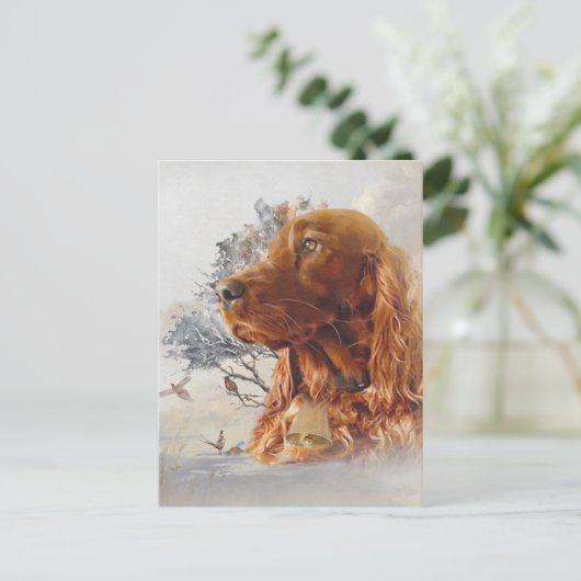 Ierse setter met fazant briefkaart (Staand voorkant)