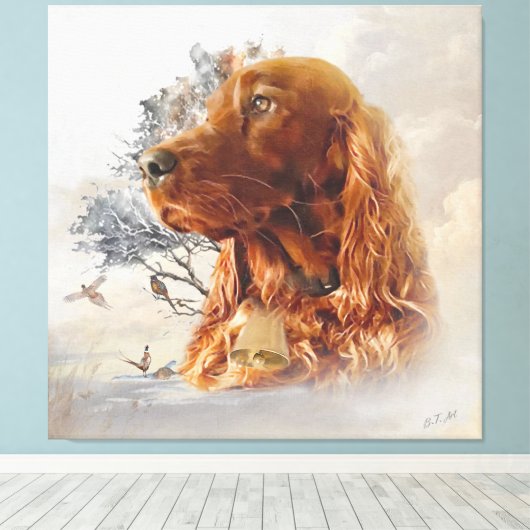 Ierse setter met fazant canvas afdruk (Insitu (Houten vloer))