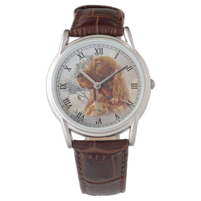Ierse setter met fazant horloge (Voorkant)